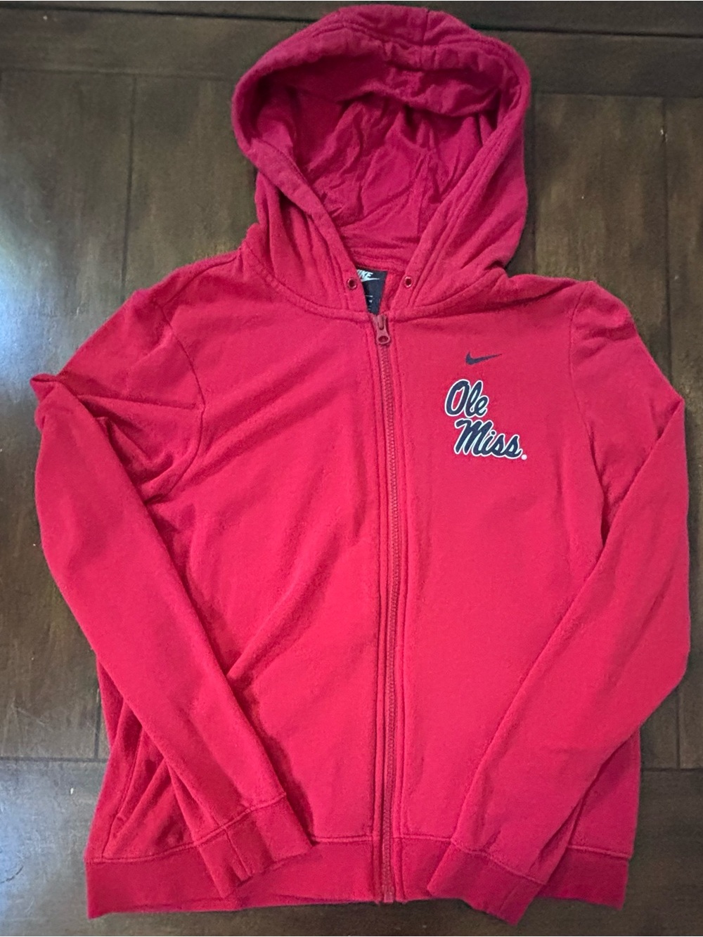 Nike Ole Miss Long Sleeve Zip-Up Sweatshirt Hoodie Red Adult Medium